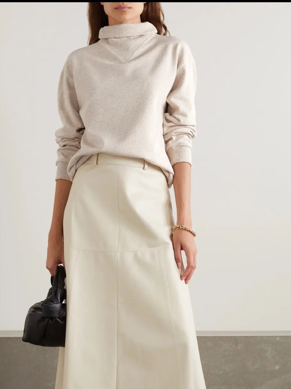 Baserange Organic Cotton Nape Turtleneck Mockneck Sweatshirt Beige Large